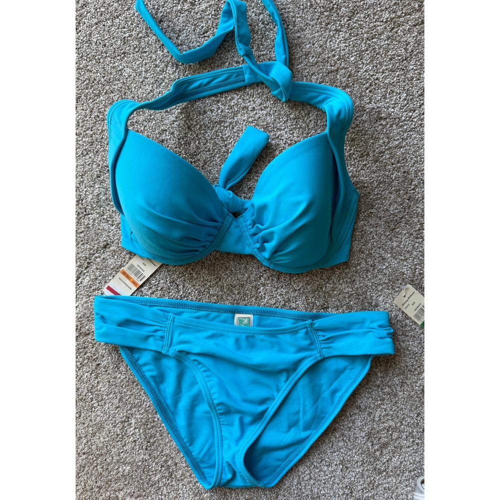 Tommy Bahama Baia Blue Bikini Set 34DD Top Large Bottoms TSW36411T TSW36422B